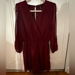 Lulus Elegant Burgundy Chiffon  romper
